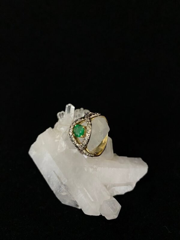 Anel Ouro, Esmeralda e Diamantes - Imagem 2