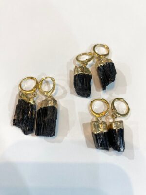 Brincos Semi-Jóia e Turmalina Negra