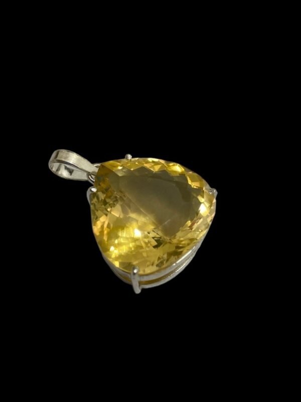 Pingente Prata Citrino Modelo Gota Achatada - Imagem 2