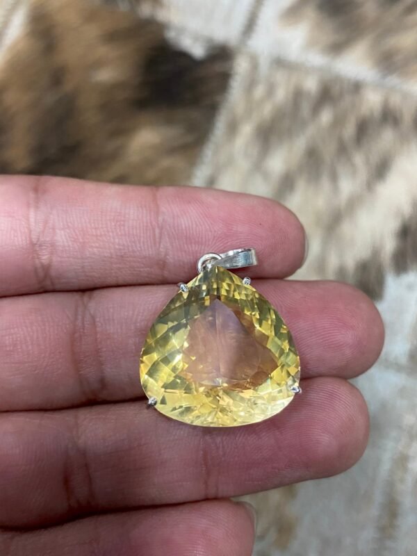 Pingente Prata Citrino Modelo Gota Achatada - Imagem 4