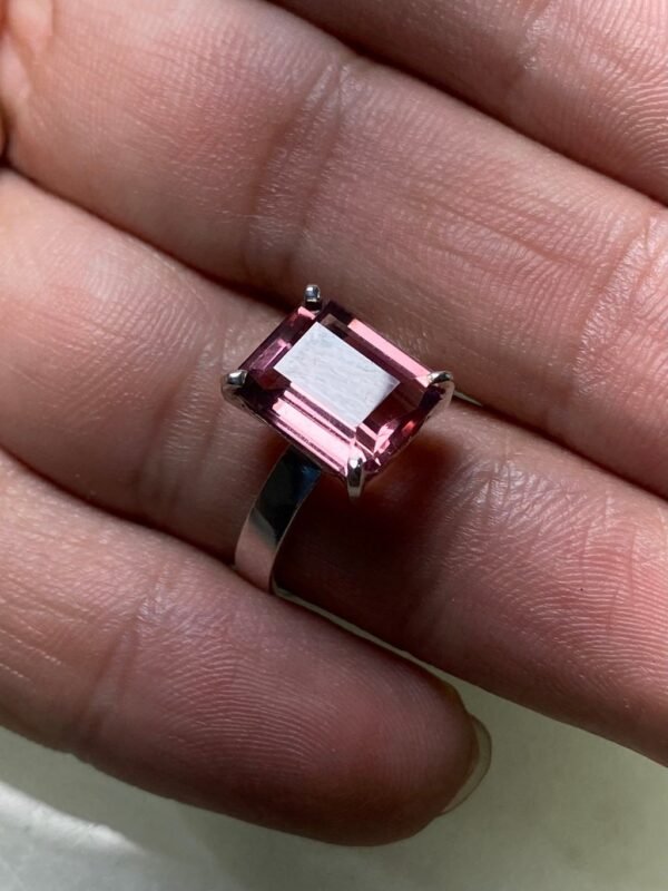 Anel Prata e Turmalina Rosa - Imagem 4