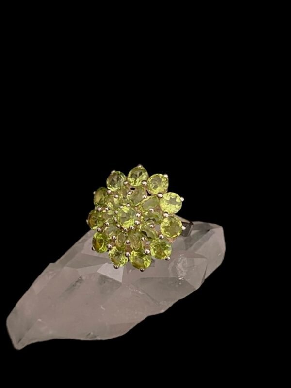 Anel Prata e Flor de Peridotos