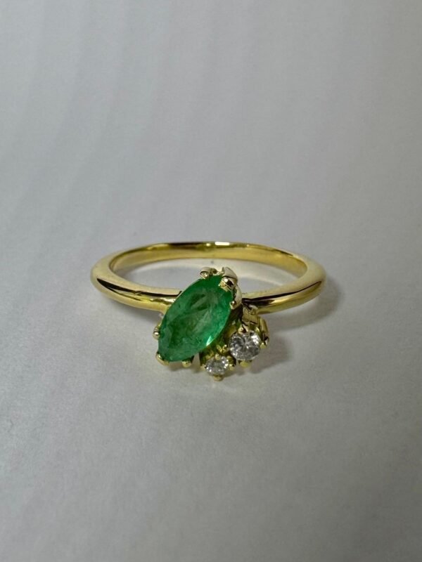 Anel Ouro, Esmeralda e Diamantes - Imagem 2