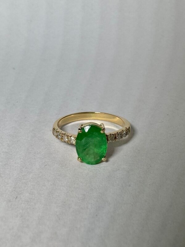 Anel Ouro, Esmeralda e Diamantes - Imagem 2