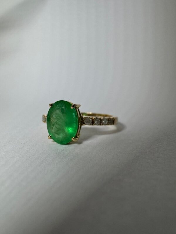 Anel Ouro, Esmeralda e Diamantes - Imagem 3