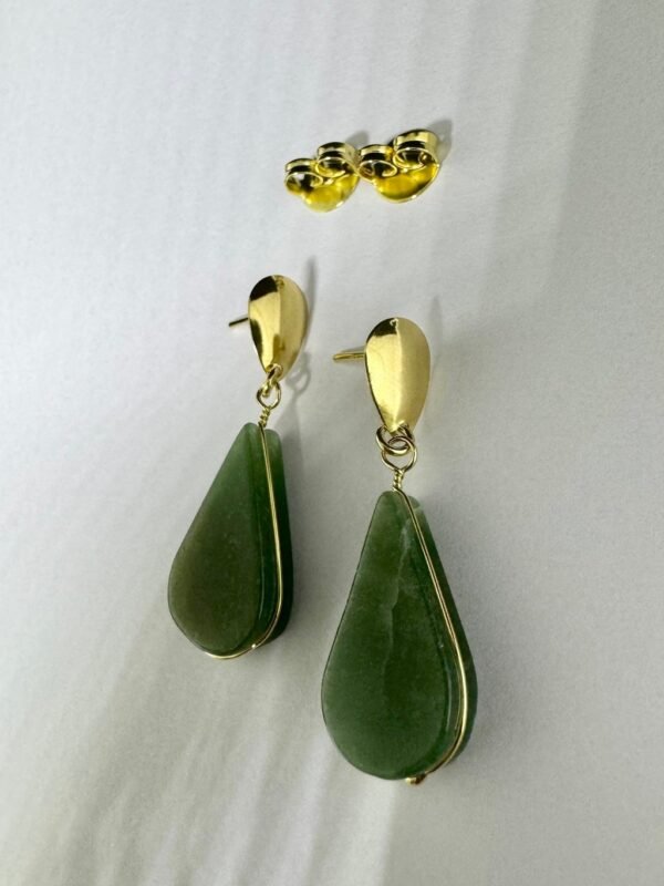 Brinco Semi-Jóia e Quartzo Verde Gota - Imagem 2