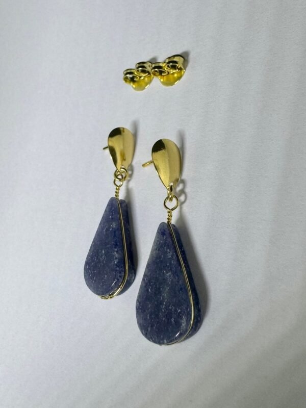 Brinco Semi-Jóia e Quartzo Azul Gota - Imagem 2