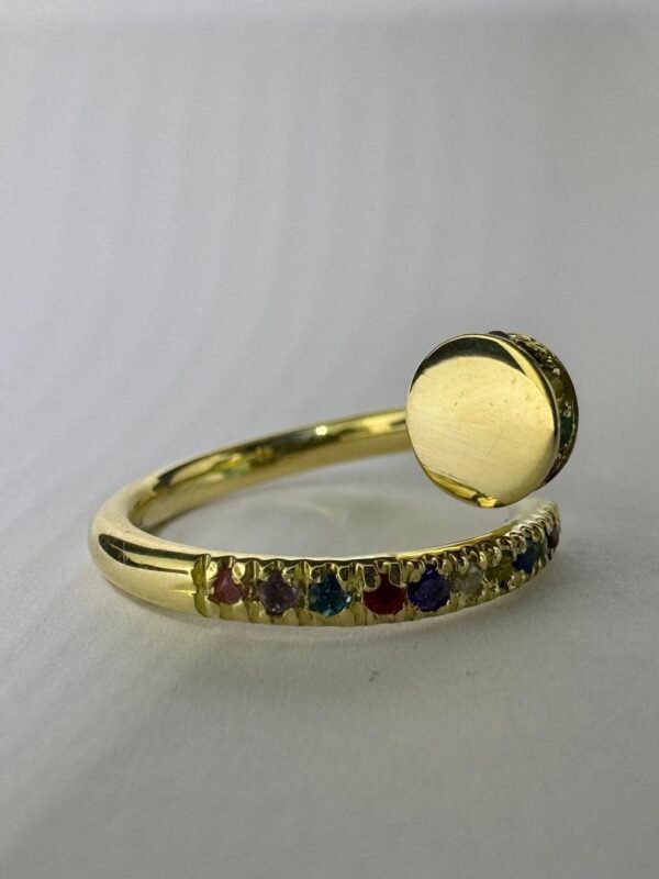 Anel Ouro Modelo Prego em Pedras Preciosas - Imagem 3