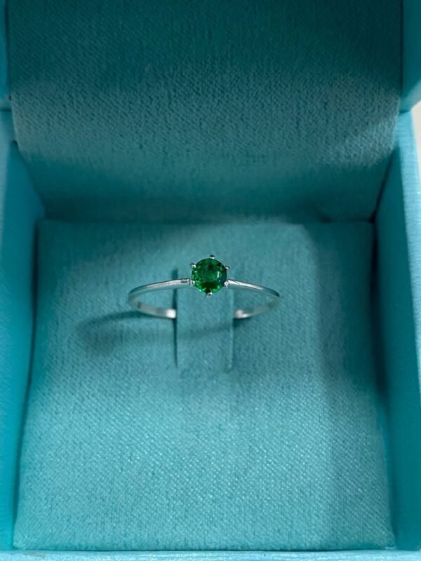 Solitário Prata Modelo Lush Zircônia Verde - Imagem 2