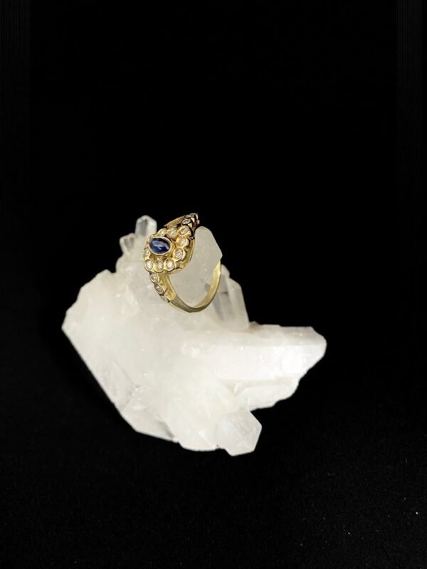 Anel Safira Azul e Diamantes - Imagem 2