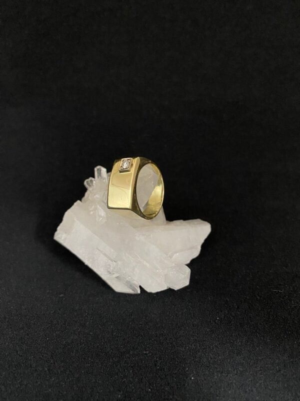 Anel Ouro e Diamante Modelo Liso - Imagem 2