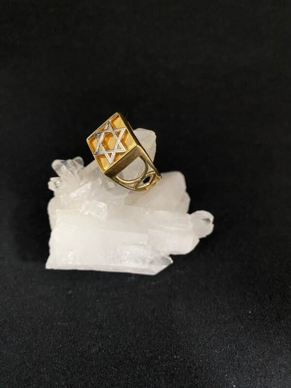 Anel Ouro e Ouro Branco Estrela de Davi - Imagem 2