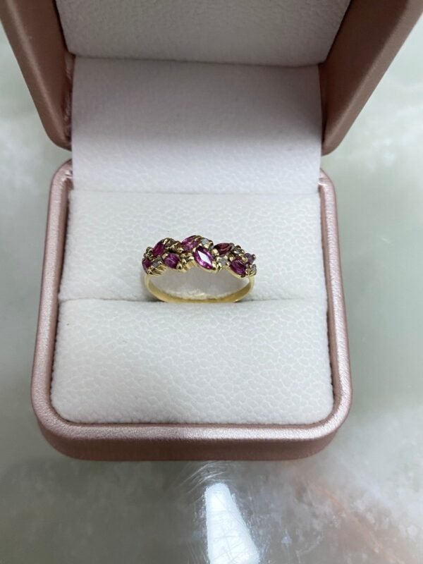 Anel Faixa de Turmalinas Rosa e Diamantes - Imagem 4