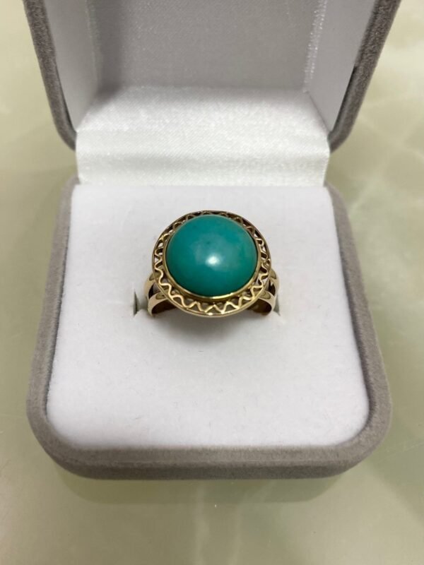 Anel Ouro e Turquesa Modelo Grego - Imagem 3